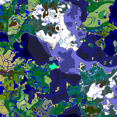 Predicted biome map of Java 1.20 seed 6221561428793958132 around estimated spawn