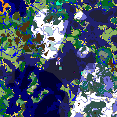 Predicted biome map of Java 1.20 seed -2706682801210873079 around estimated spawn