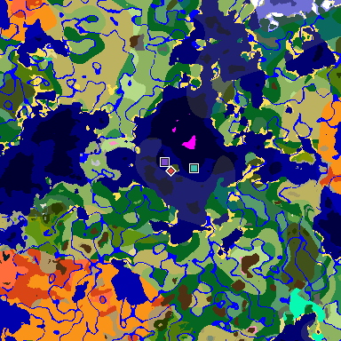 Map of Minecraft seed 8529009853885482898 around spawn