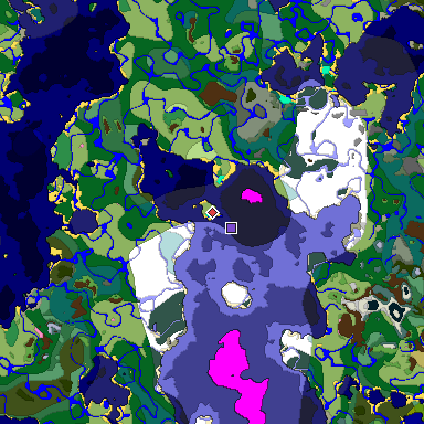 Predicted biome map of Java 1.20 seed 9021900367023121723 around estimated spawn