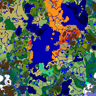 Predicted biome map of Java 1.20 seed -8087829132388367663 around estimated spawn