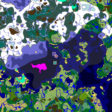 Predicted biome map of Java 1.20 seed 8048099579098678133 around estimated spawn