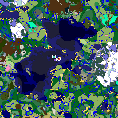 Predicted biome map of Java 1.20 seed 6353225303753362818 around estimated spawn