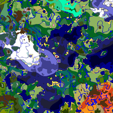 Predicted biome map of Java 1.20 seed -1991405943743881910 around estimated spawn