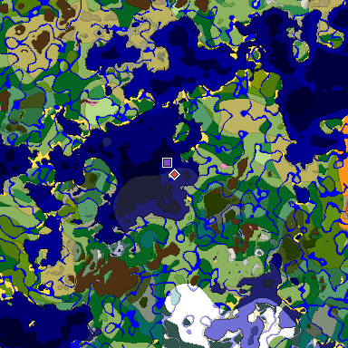 Predicted biome map of Java 1.20 seed 4896006738966610875 around estimated spawn