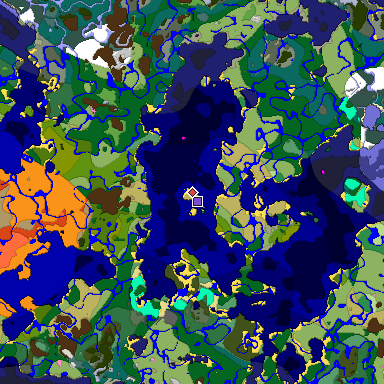 Predicted biome map of Java 1.20 seed 9194494261890354082 around estimated spawn