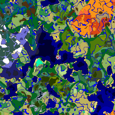 Predicted biome map of Java 1.20 seed -993306800821017874 around estimated spawn