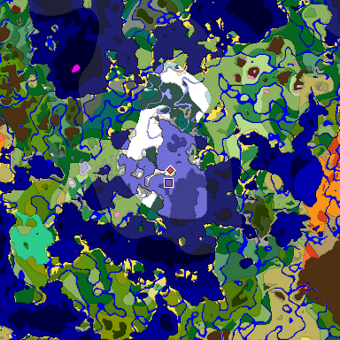 Predicted biome map of Java 1.20 seed -662892960641821047 around estimated spawn