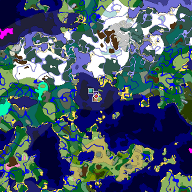 Predicted biome map of Java 1.20 seed -8297675963253503077 around estimated spawn