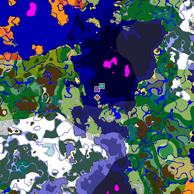 Predicted biome map of Java 1.20 seed -5642095948839766205 around estimated spawn