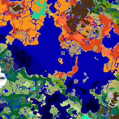 Map of Minecraft seed 7599215174541073819 around spawn
