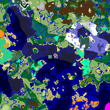 Map of Minecraft seed 6847067256082907206 around spawn