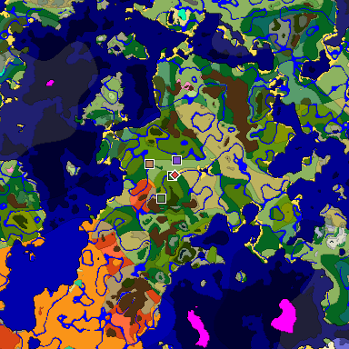 Predicted biome map of Java 1.20 seed 3266806411813286322 around estimated spawn
