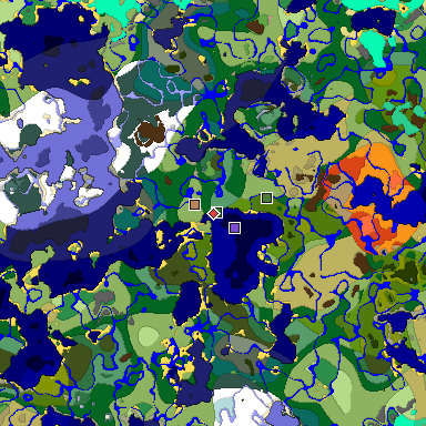 Predicted biome map of Java 1.20 seed -6171616746365324252 around estimated spawn