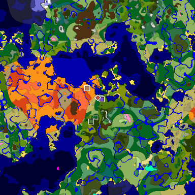 Predicted biome map of Java 1.20 seed 4414929391724734190 around estimated spawn