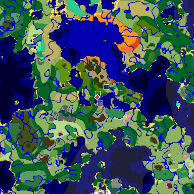 Predicted biome map of Java 1.20 seed 3069907467302086725 around estimated spawn