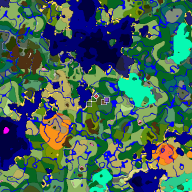 Predicted biome map of Java 1.20 seed -8530161497756148419 around estimated spawn