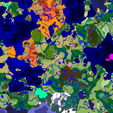 Predicted biome map of Java 1.20 seed 7424758245633997377 around estimated spawn