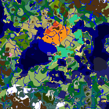 Predicted biome map of Java 1.20 seed -6240099181524456697 around estimated spawn