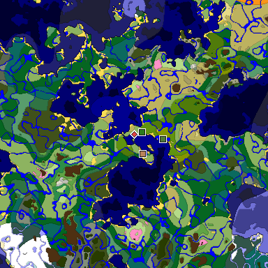 Predicted biome map of Java 1.20 seed -3671771010244322655 around estimated spawn