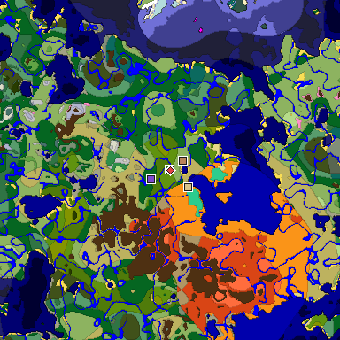 Predicted biome map of Java 1.20 seed 5981576263773851638 around estimated spawn