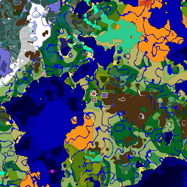 Predicted biome map of Java 1.20 seed 3428304767103796456 around estimated spawn
