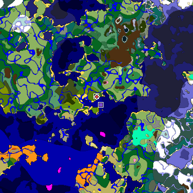 Predicted biome map of Java 1.20 seed -6939603562961405090 around estimated spawn
