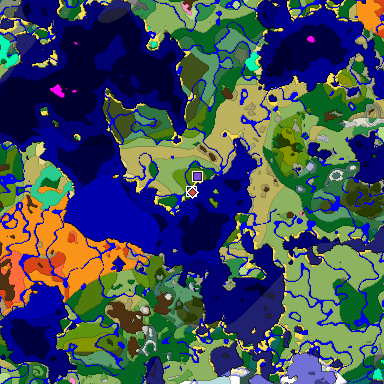 Predicted biome map of Java 1.20 seed -5001556702223253635 around estimated spawn