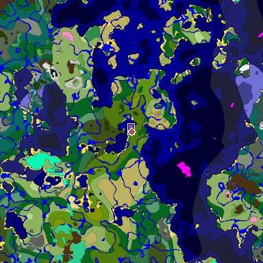 Predicted biome map of Java 1.20 seed 3472718169541404396 around estimated spawn