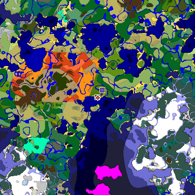 Predicted biome map of Java 1.20 seed -1394031500241734629 around estimated spawn