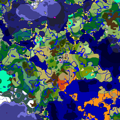 Predicted biome map of Java 1.20 seed 2043494775434812887 around estimated spawn