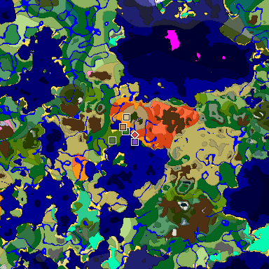 Predicted biome map of Java 1.20 seed 1134551794749180949 around estimated spawn