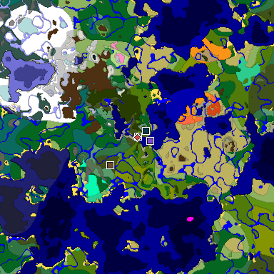 Predicted biome map of Java 1.20 seed 3838897622297799923 around estimated spawn