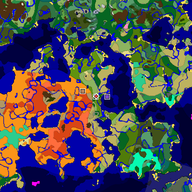 Predicted biome map of Java 1.20 seed -6497024501307473244 around estimated spawn
