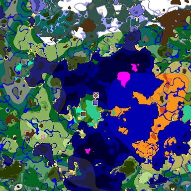Predicted biome map of Java 1.20 seed -4824078897085292674 around estimated spawn