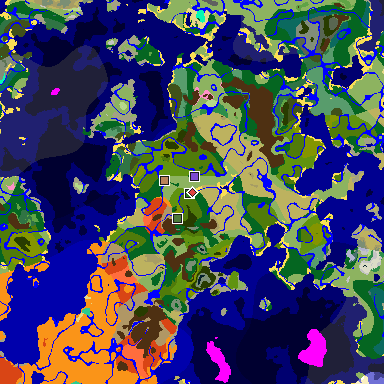 Map of Minecraft seed 3266806411813286322 around spawn