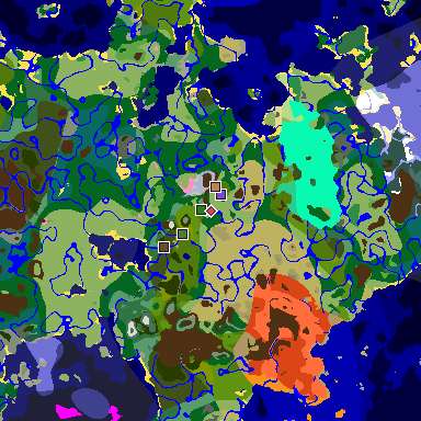 Map of Minecraft seed 7331124986274399111 around spawn