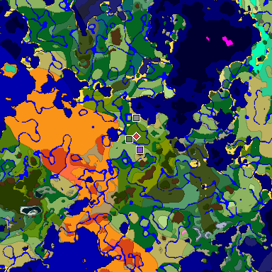 Predicted biome map of Java 1.20 seed -5230540219047817123 around estimated spawn