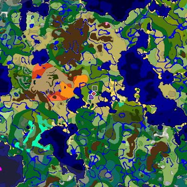 Predicted biome map of Java 1.20 seed 2979515563918436205 around estimated spawn