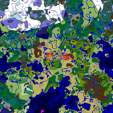 Predicted biome map of Java 1.20 seed -7621909519826219112 around estimated spawn