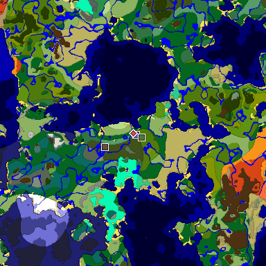 Predicted biome map of Java 1.20 seed -8191517612225968875 around estimated spawn