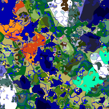 Predicted biome map of Java 1.20 seed 3742046206370511567 around estimated spawn