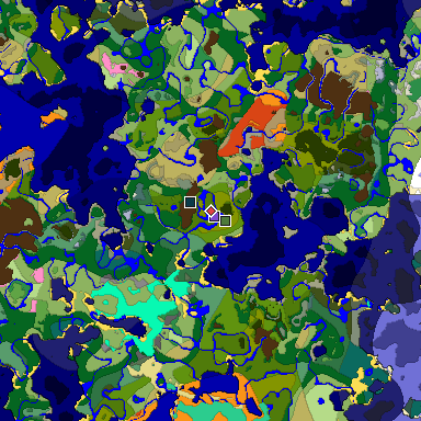 Predicted biome map of Java 1.20 seed -8053862921375115807 around estimated spawn