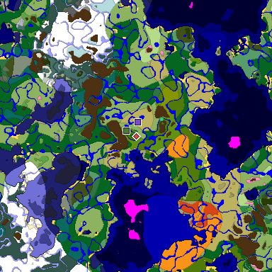 Predicted biome map of Java 1.20 seed 8122155995764821034 around estimated spawn