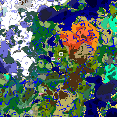 Predicted biome map of Java 1.20 seed -5417507810915680648 around estimated spawn