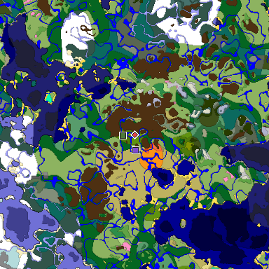 Predicted biome map of Java 1.20 seed 4279371944812295663 around estimated spawn