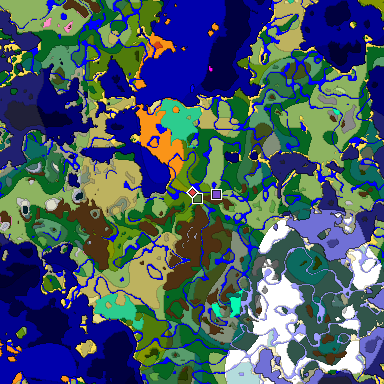 Predicted biome map of Java 1.20 seed -3158109356365090686 around estimated spawn