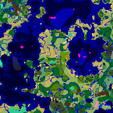 Predicted biome map of Java 1.20 seed 8367720926419088645 around estimated spawn