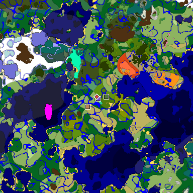 Predicted biome map of Java 1.20 seed -5367621710415639547 around estimated spawn