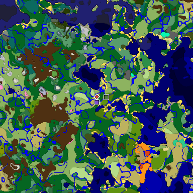 Predicted biome map of Java 1.20 seed 4899398822196262703 around estimated spawn